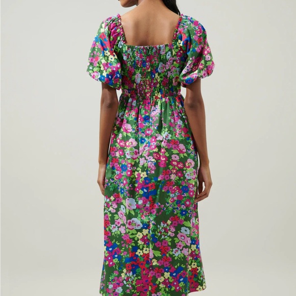 Trinity Floral Lullaby Balloon Sleeve Midi Dress Med - Picture 3 of 10